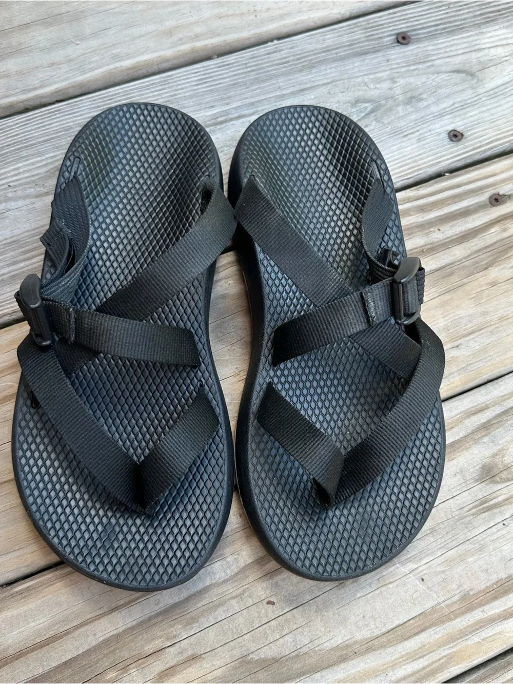 Chaco Tegu Black Athletic Hiking Sport Thong Slide Sandals Slides Mens Size 10